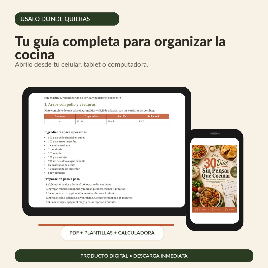 30 Días Sin Pensar Qué Cocinar | Recetario Digital Completo