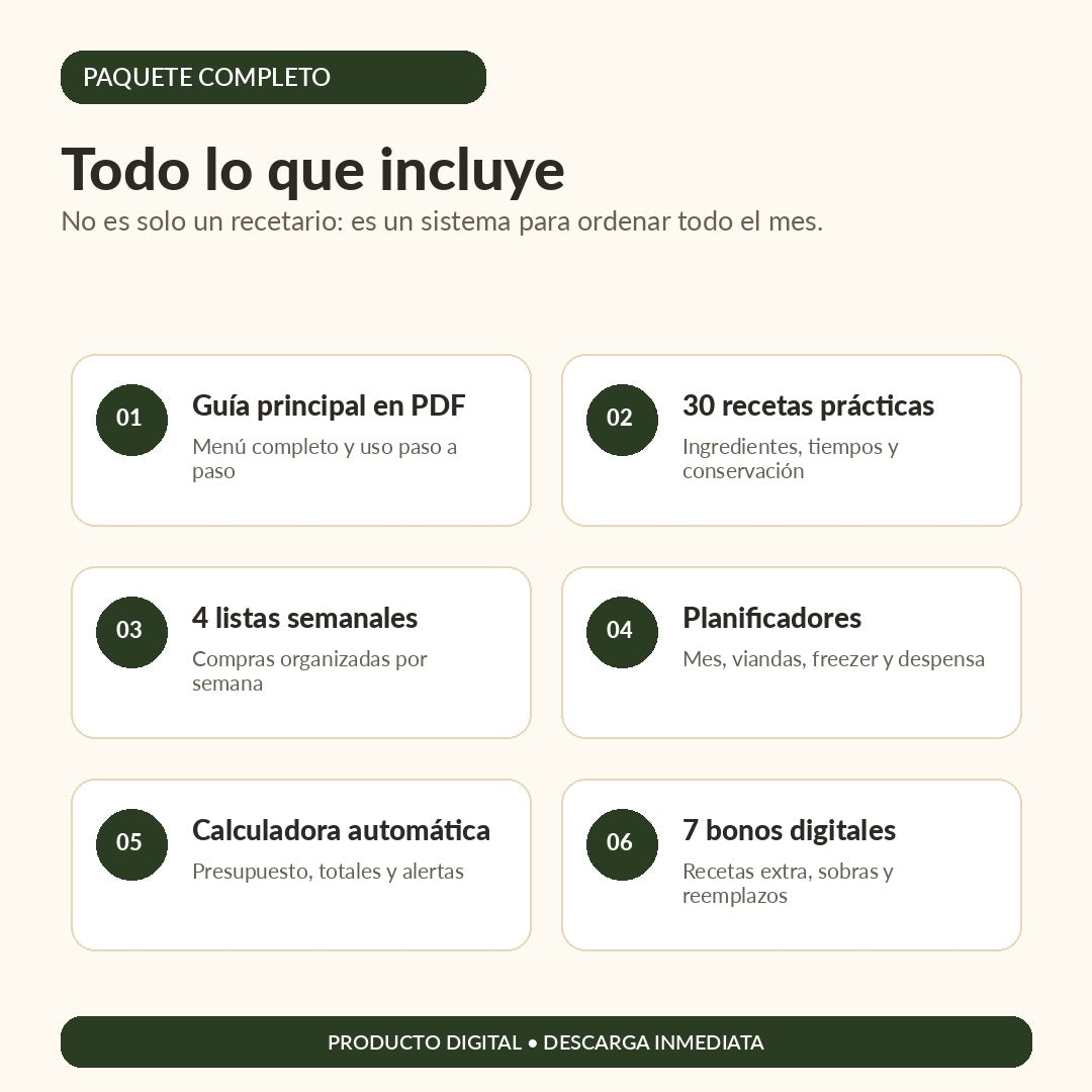 30 Días Sin Pensar Qué Cocinar | Recetario Digital Completo